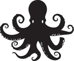 Octopus Silhouette Illustration White Background vector