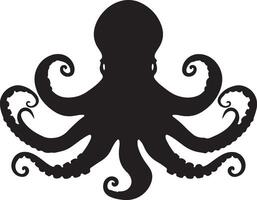 Octopus Silhouette Illustration White Background vector