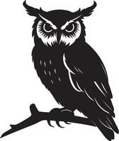 Owl Silhouette Illustration White Background vector