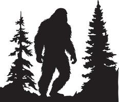 Bigfoot Silhouette Illustration White Background vector