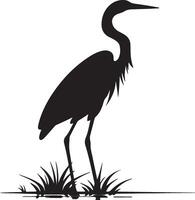 Heron Silhouette Illustration White Background vector