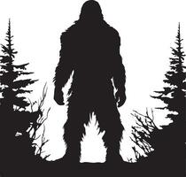 Bigfoot Silhouette Illustration White Background vector