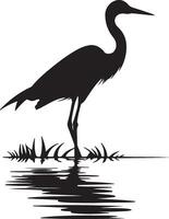 Heron Silhouette Illustration White Background vector