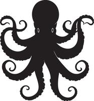 Octopus Silhouette Illustration White Background vector