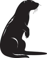 Otter Silhouette Illustration White Background vector