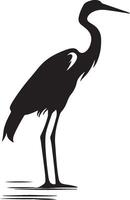 Heron Silhouette Illustration White Background vector