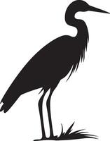 Heron Silhouette Illustration White Background vector