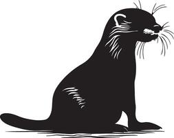 Otter Silhouette Illustration White Background vector