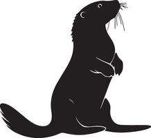 Otter Silhouette Illustration White Background vector