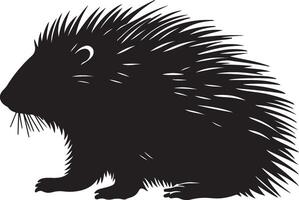 Porcupine Silhouette Illustration White Background vector