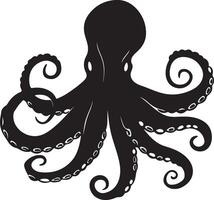 Octopus Silhouette Illustration White Background vector