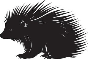 Porcupine Silhouette Illustration White Background vector