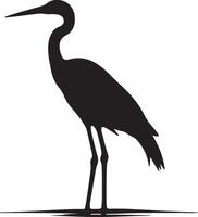 Heron Silhouette Illustration White Background vector