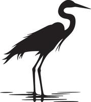 Heron Silhouette Illustration White Background vector