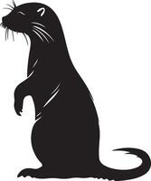 Otter Silhouette Illustration White Background vector