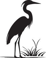 Heron Silhouette Illustration White Background vector