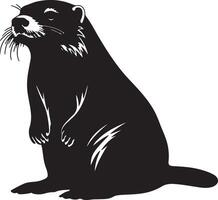 Otter Silhouette Illustration White Background vector