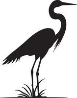 Heron Silhouette Illustration White Background vector