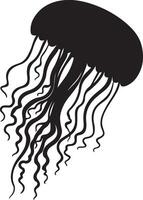 Jellyfish Silhouette Illustration White Background vector