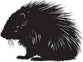 Porcupine Silhouette Illustration White Background vector