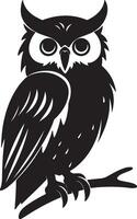 Owl Silhouette Illustration White Background vector