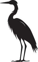 Heron Silhouette Illustration White Background vector