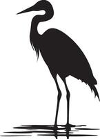 Heron Silhouette Illustration White Background vector