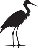 Heron Silhouette Illustration White Background vector