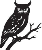 Owl Silhouette Illustration White Background vector