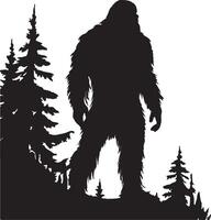 Bigfoot Silhouette Illustration White Background vector