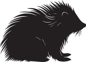 Porcupine Silhouette Illustration White Background vector