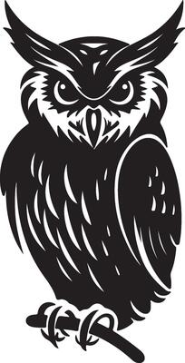 Owl Silhouette Illustration White Background