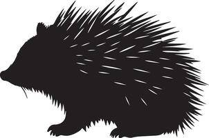 Porcupine Silhouette Illustration White Background vector