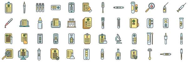 Test result icons set color line vector