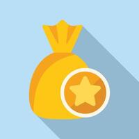 Loyalty program money bag reward icon flat . Online code vector