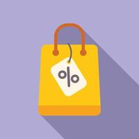 Discount shopping bag icon flat . Online discount vector