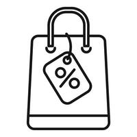 Discount shopping bag icon outline . Online discount vector
