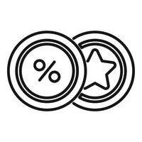 Digital rewards coins icon outline . Cashback program vector