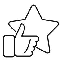 Thumb up star system icon outline . Loyalty program vector