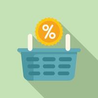 Cash back loyalty basket icon flat . Favorite program vector