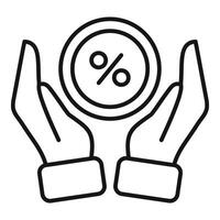 Keep care percent sale icon outline . Happy bonus system vector