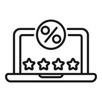 Laptop online marketing icon outline . Review loyalty program vector