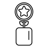 Reward coin plant pot icon outline . Online bonus win vector