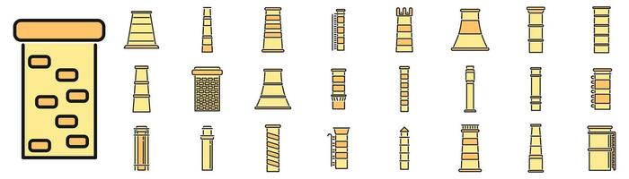 Chimney icons set color line vector