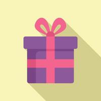 Gift box loyalty icon flat . Service bonus code vector
