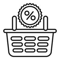 Cash back loyalty basket icon outline . Favorite program vector