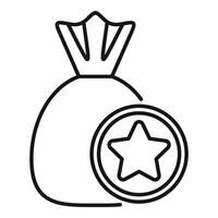 Loyalty program money bag reward icon outline . Online code vector