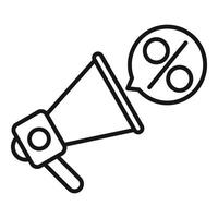 Megaphone percent loyalty service icon outline . Promo review vector