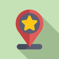 Reward online location icon flat . Star vip code vector