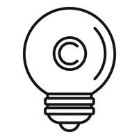 Bulb idea copyright protection icon outline . Smart rule vector